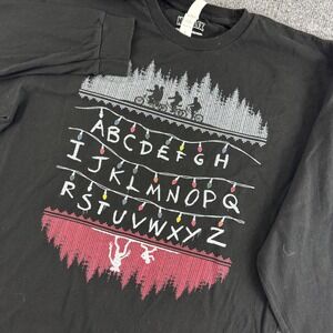 Netflix Stranger Things Long Sleeve Shirt Mens Size L Black Alphabet